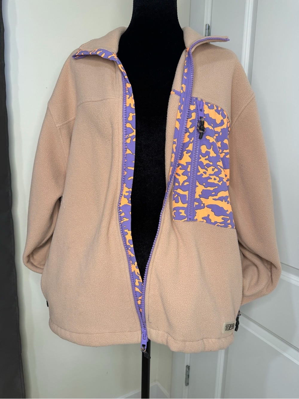 Womans TNA  Beige Fleece Jacket with Purple & Orange Accent - Brand Unspecified